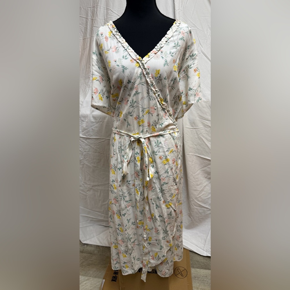 LOFT White Floral Midi Dress - Picture 2 of 9